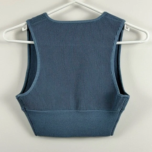 Babaton Blue Ribbed Crop Top - Picture 3 of 6